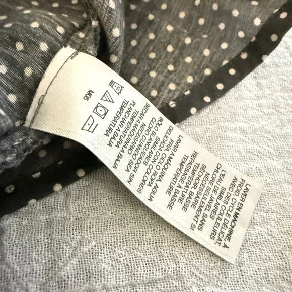 VAN HEUSEN Women Gray White‎ Polka Dot Roll Tab Sleeve Button Up Shirt XL - Picture 5 of 7